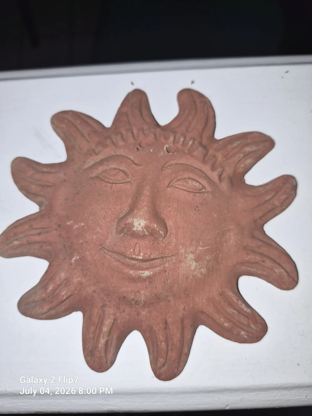 Rustic Sun Face Wall Décor Pair - Terracotta Finish 2pcs.